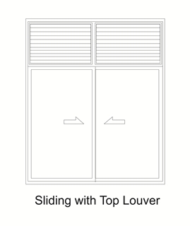 Sliding with Top Louver-5' x 4' White